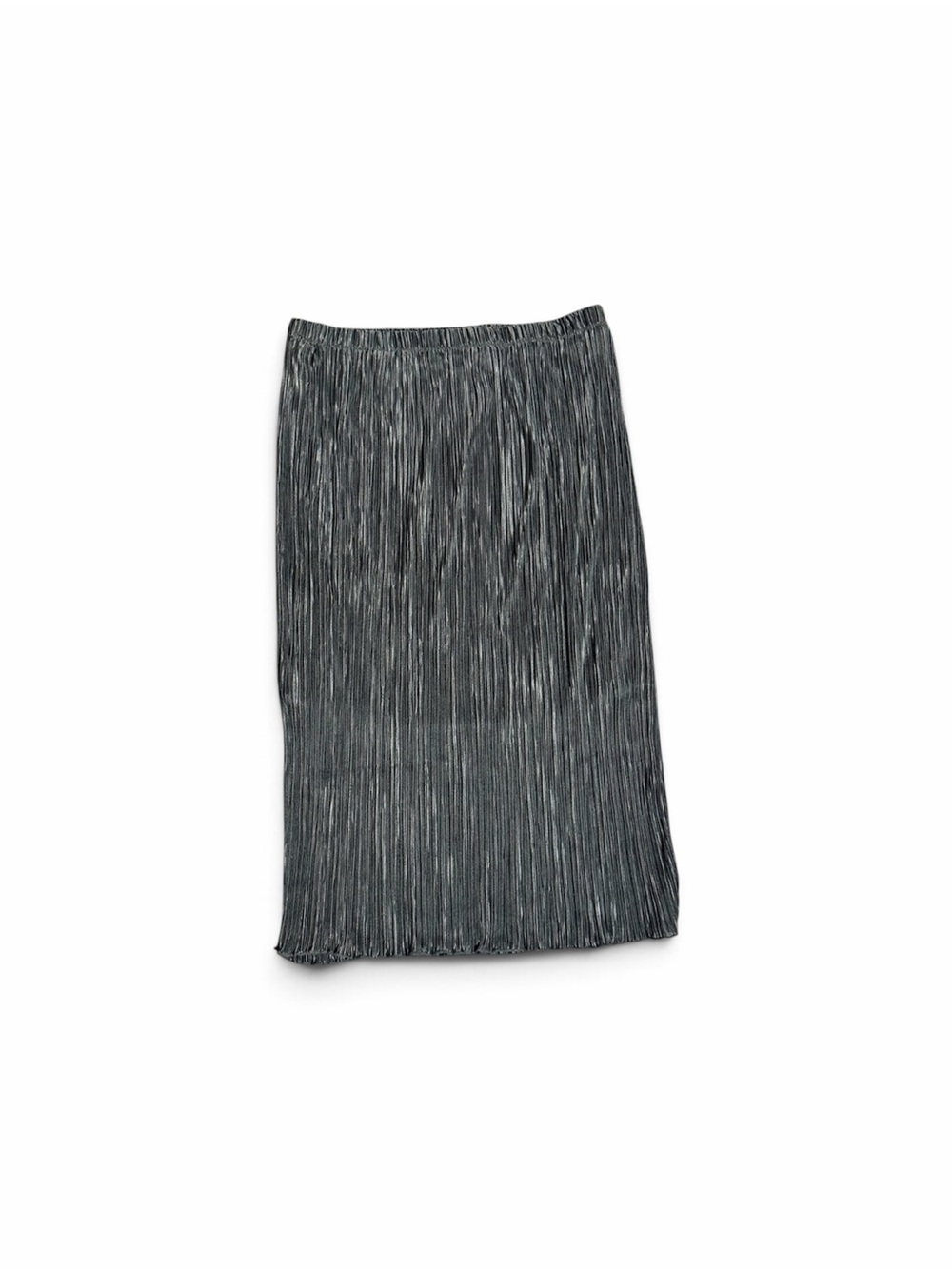 NWT Everleigh XL Black Metallic Foil Pleated Midi Skirt Elastic Waist - Picture 7 of 13